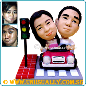 Custom 3D Sweet Couple In Lovely Car Figurines